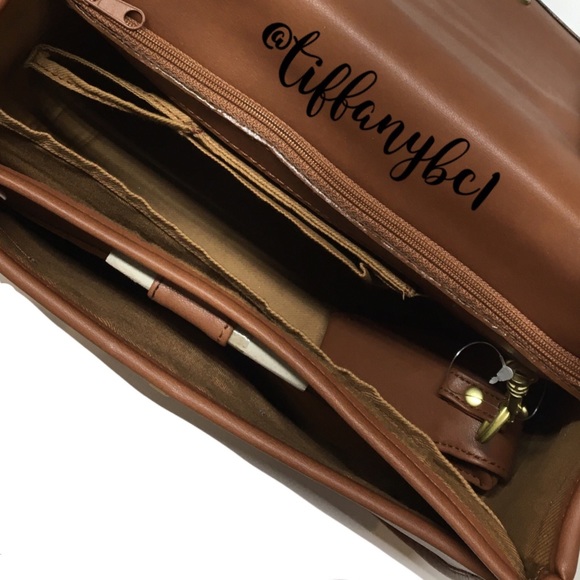 Soft Front Flap Shoulder Bag Faux Leather Tan - Picture 8 of 14